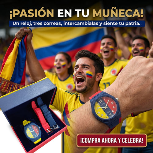 Reloj Tricolor Colombia + 3 Pulsos Intercambiables